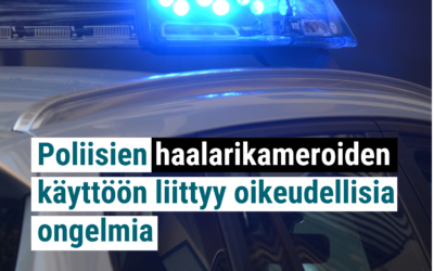 TIEDOTE – Vihreiden Hopsu: Poliisien haalarikameroiden käyttöön liittyy oikeudellisia ongelmia (27.10.2022)